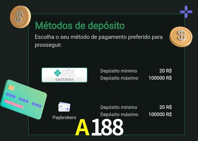 O cassino A188bet oferece uma grande variedade de métodos de pagamento